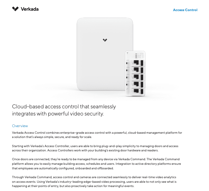 Verkada cloud based access control overview