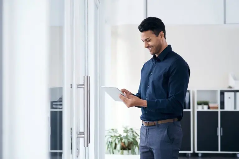 Man working on a tablet in the office