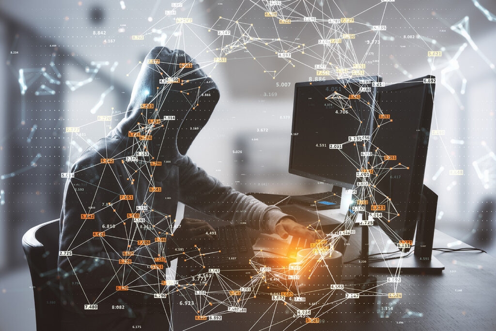 Hacker getting into a network bypassing any cybersecurity