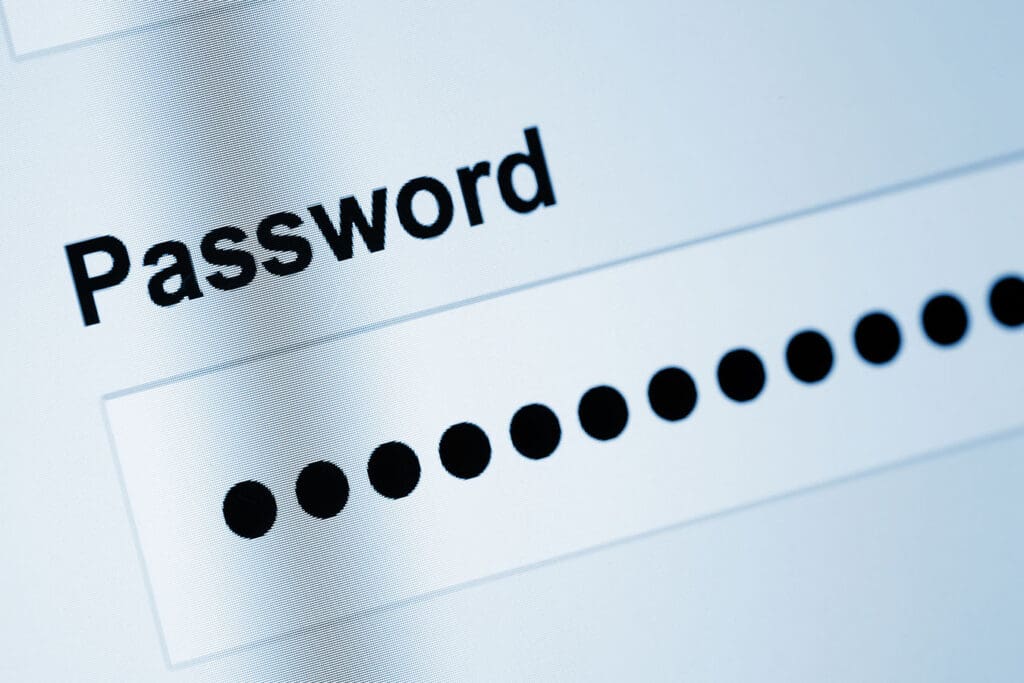 Password box shown with a strong password being entered