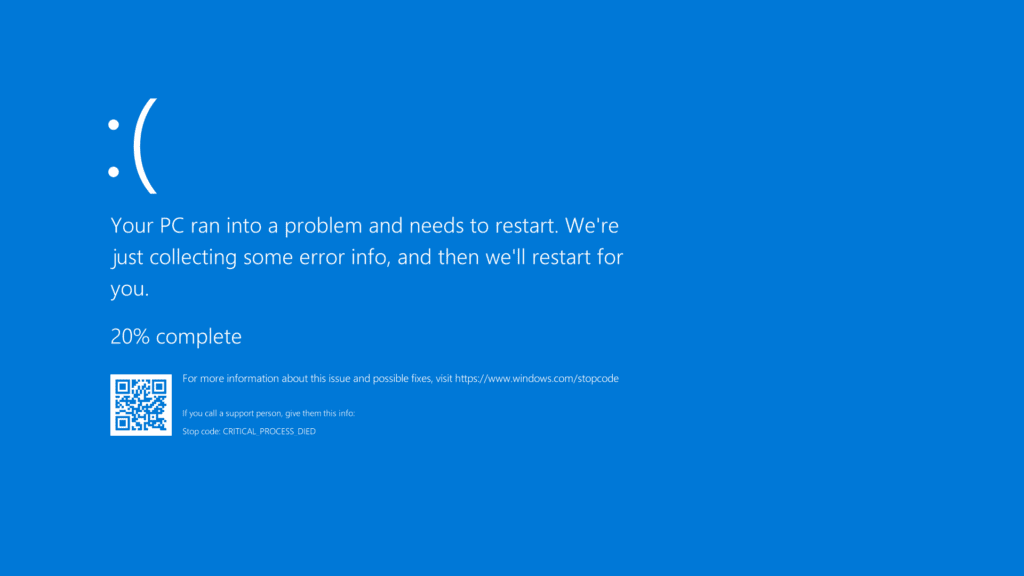 Windows Crash Blue Screen due to improper update