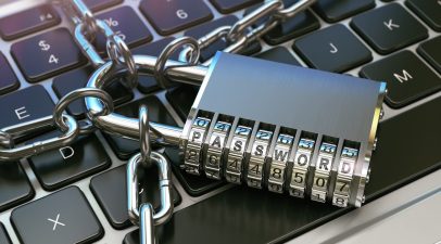 Computer security with lock and chain Computer security with lock and chain